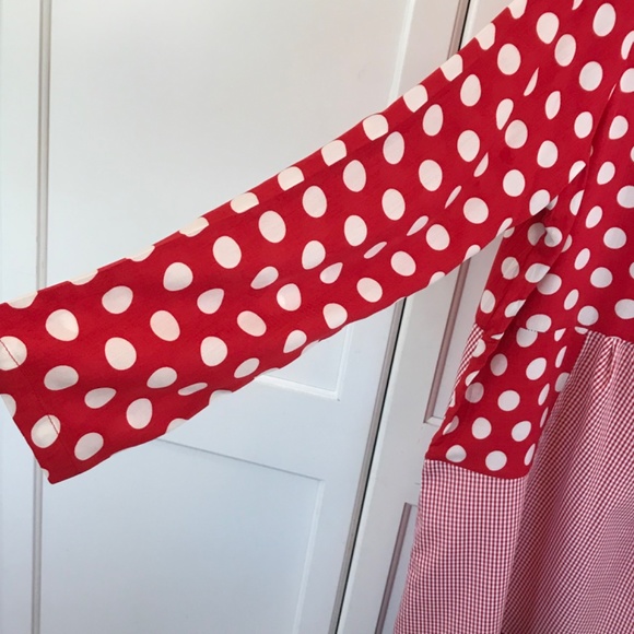 IZURIA Red Maxi Dress Polka Dot Gingham Check NWOT Women’s Plus Size 1X - Picture 8 of 16